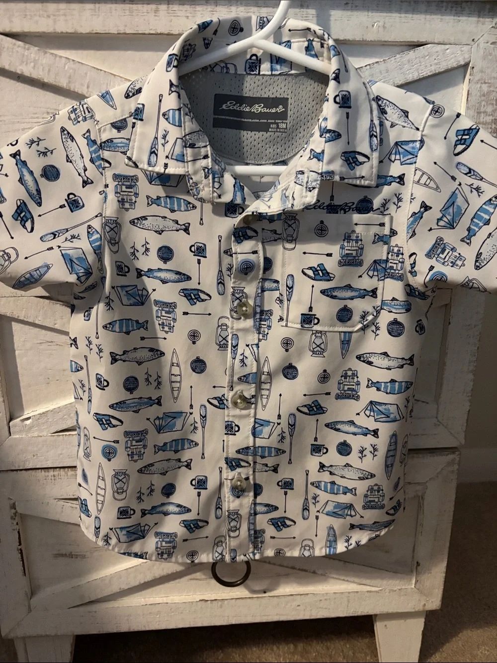 Eddie Bauer Boys Fishing Theme Shirt